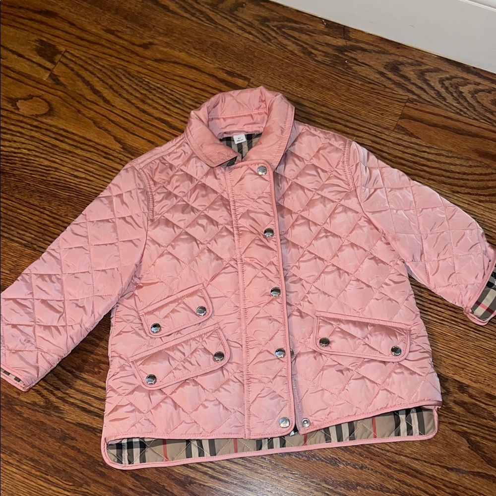 Burberry Light Pink Quilted Kids Puffer Jacket